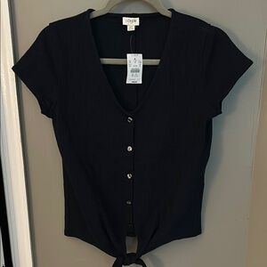 J. Crew navy blue Button Down Shirt with Tie Front